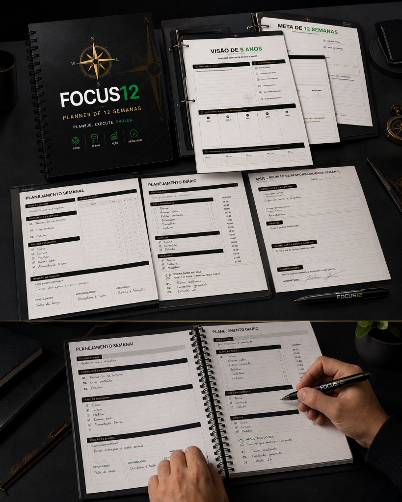 Mockup do Planner Imprimível Focus12